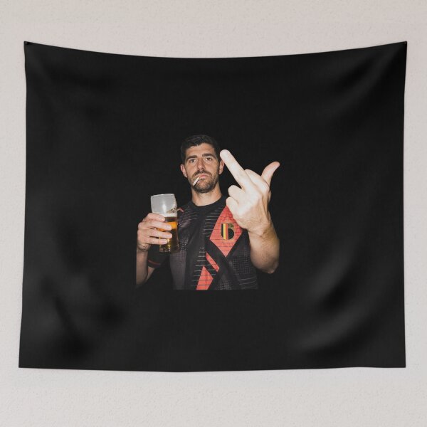 Item preview, Belgium Football-Thibaut Courtois Middle Finger And Drinking designed and sold by AlejandroRay.