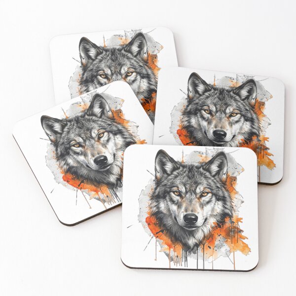 Item preview, Artistic Wolf Portrait Watercolor Splash Design designed and sold by ThunderRed.