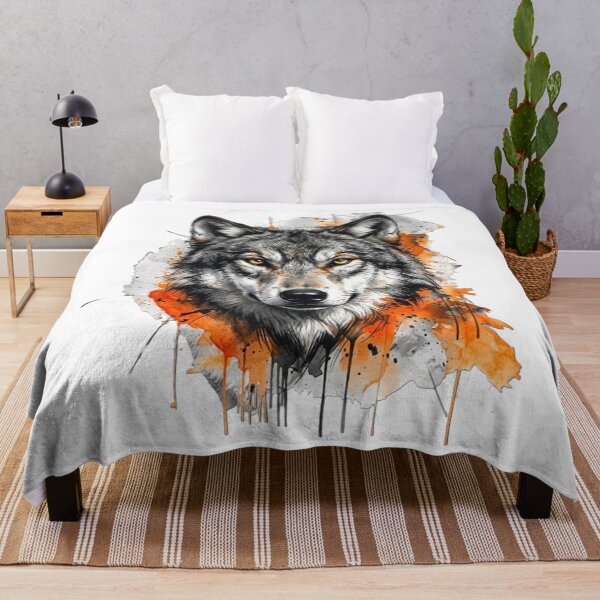 Item preview, Artistic Wolf Portrait Watercolor Splash Design designed and sold by ThunderRed.