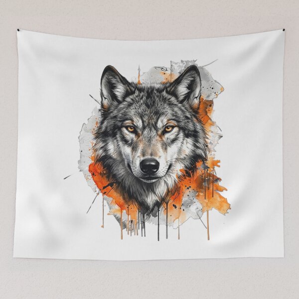 Item preview, Artistic Wolf Portrait Watercolor Splash Design designed and sold by ThunderRed.