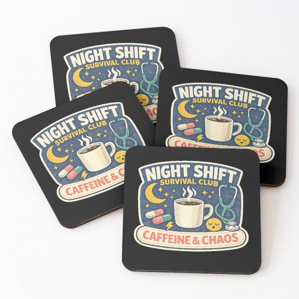 Item preview, Night Shift Survival Club Caffeine And Chaos Nurse designed and sold by Concrete Coffee Studio.