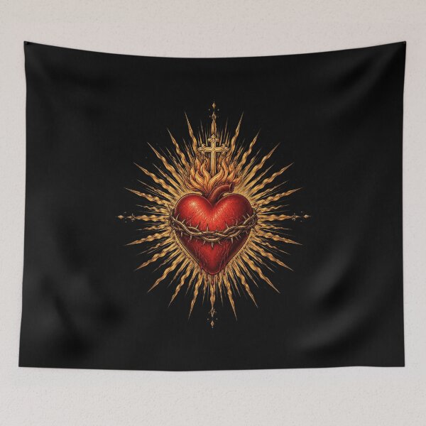 Item preview, Sacred Heart of Jesus Catholic Vintage Heart designed and sold by OlakunleOloroz.