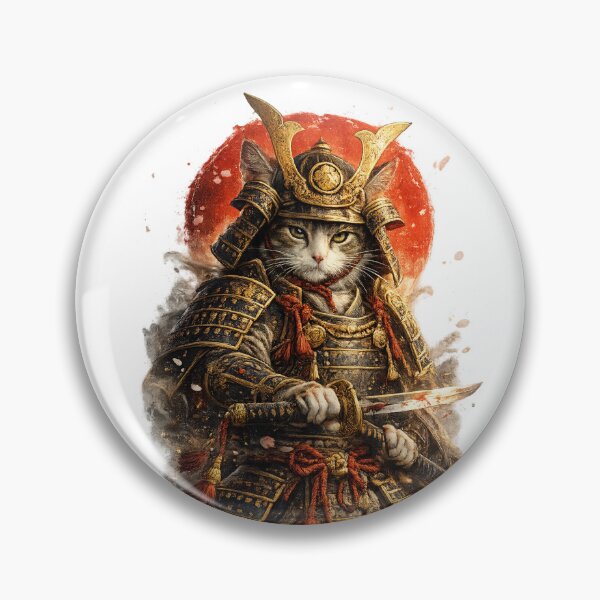 Item preview, Samurai Cat Warrior – Fierce Japanese Oni T-Shirt Design designed and sold by Cavalier-org.