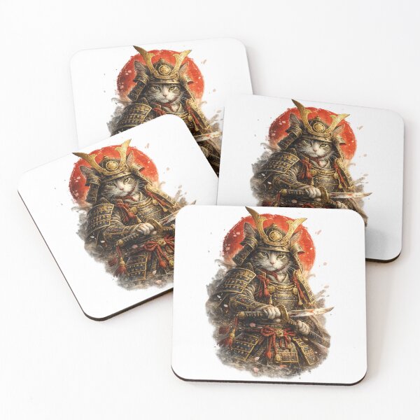 Item preview, Samurai Cat Warrior – Fierce Japanese Oni T-Shirt Design designed and sold by Cavalier-org.