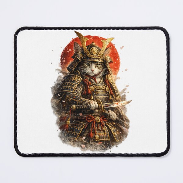 Item preview, Samurai Cat Warrior – Fierce Japanese Oni T-Shirt Design designed and sold by Cavalier-org.