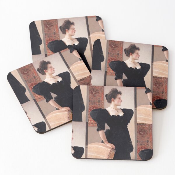 Item preview, Elegant Lady in Black Velvet Dress designed and sold by artofuniverse.