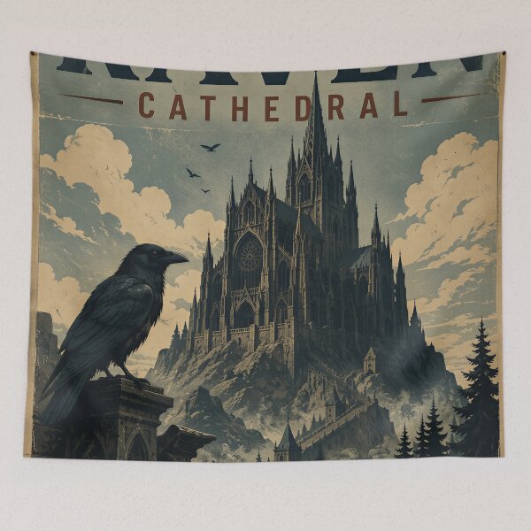 Item preview, Visit Raven Cathedral – Vintage Gothic Travel Poster designed and sold by NowaPrintNest.