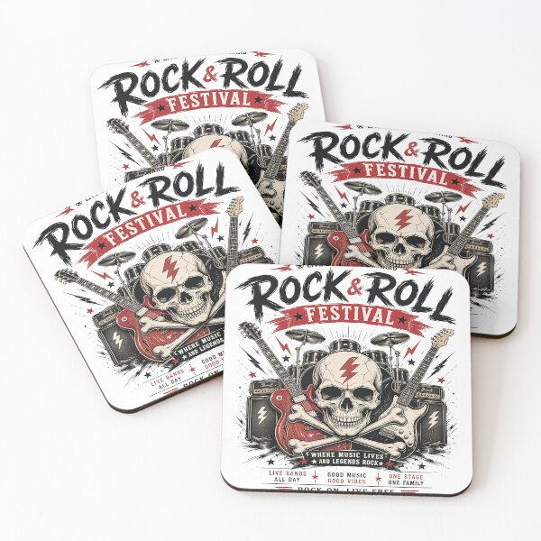 Item preview, Rock & Roll Festival – Vintage Skull and Guitar Concert Artwork designed and sold by Artisan Finds Online.