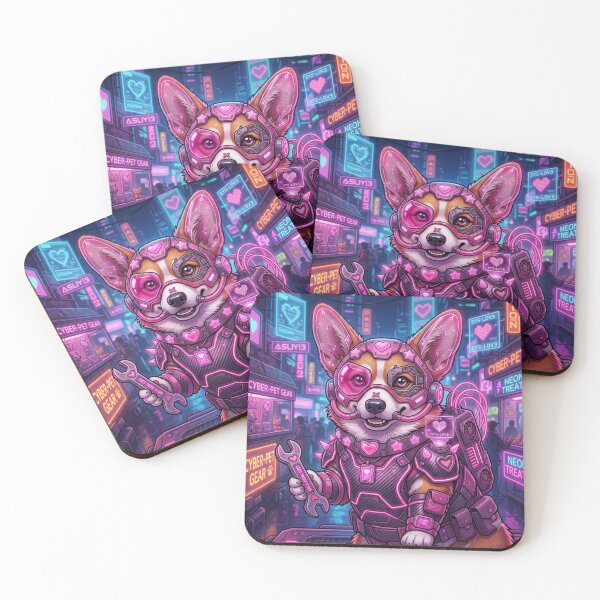 Item preview, Cute Female Cyberpunk Corgi Neon Sticker designed and sold by TinyLegs.