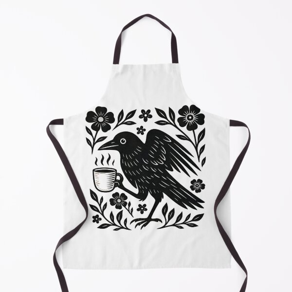 Item preview, Coffee Crow Linocut Floral Design designed and sold by PatternFly.