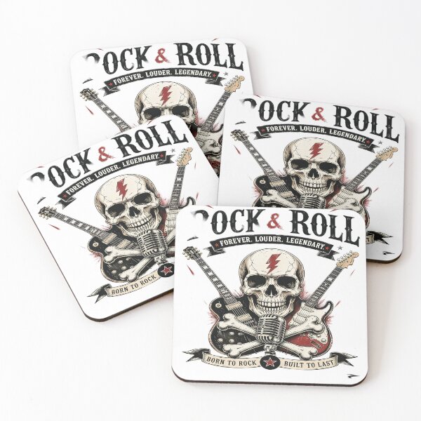 Item preview, Born to Rock – Skull, Guitars & Vintage Rock 'n' Roll Emblem designed and sold by Artisan Finds Online.