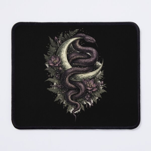 Item preview, Snake Crescent Moon Dark Mystical Witchy Tattoo Style Design designed and sold by irfanshikh.