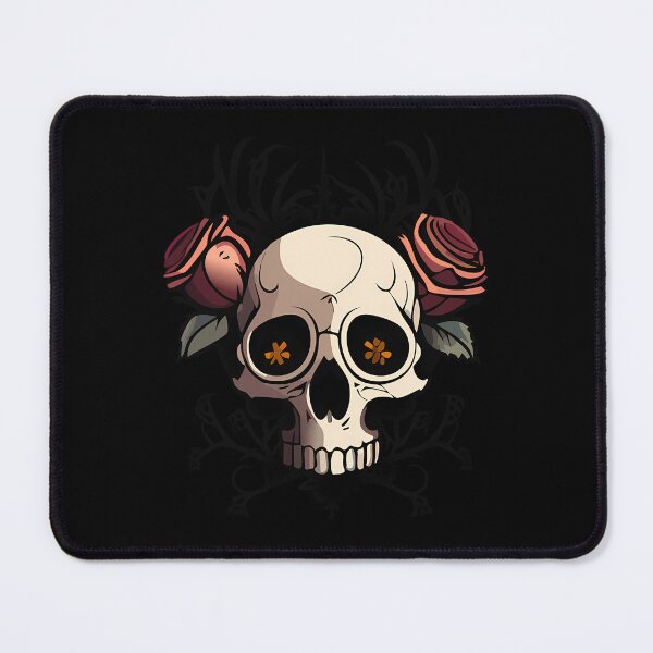 Item preview, Stylized Cartoon Gothic Skull with Red Roses and Star designed and sold by ali shope.