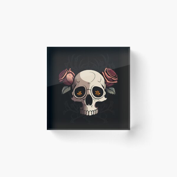Item preview, Stylized Cartoon Gothic Skull with Red Roses and Star designed and sold by ali shope.