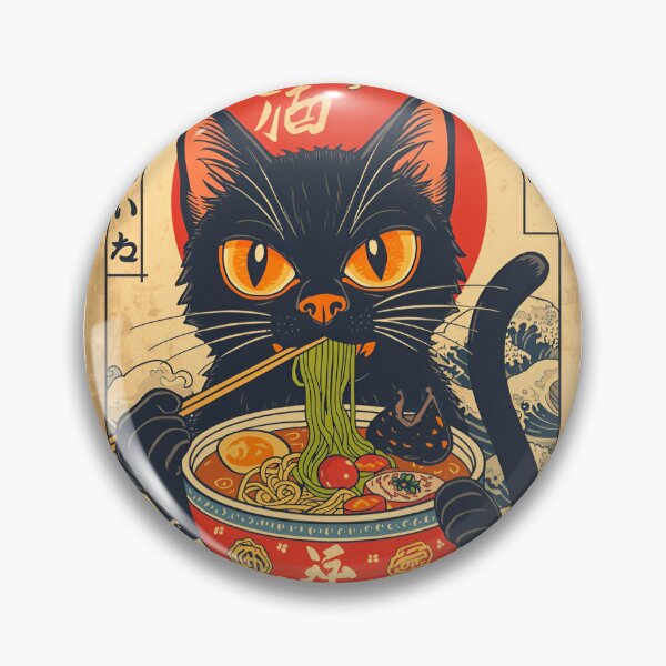 Item preview, Vintage Japanese Ramen Cat, Black Cat Eating Noodles, Ukiyo-e Inspired Retro Anime Art, Cute Japanese Food Lover Graphic designed and sold by PrintelloTH.