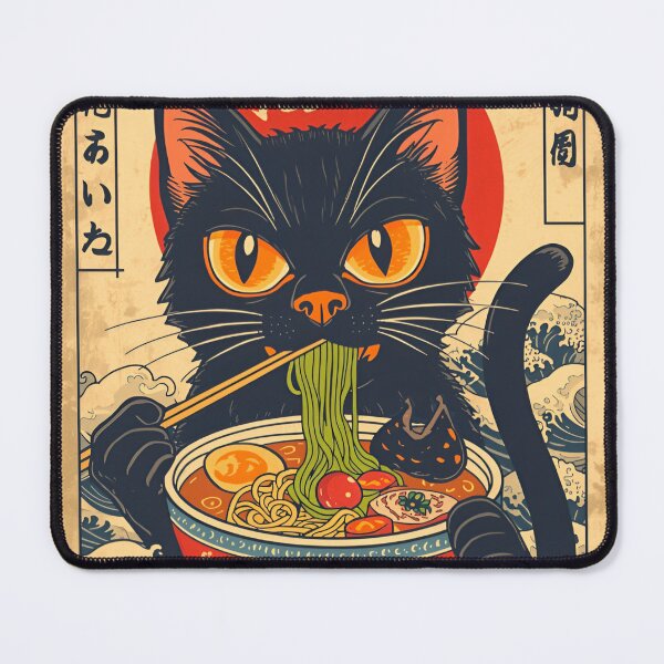 Item preview, Vintage Japanese Ramen Cat, Black Cat Eating Noodles, Ukiyo-e Inspired Retro Anime Art, Cute Japanese Food Lover Graphic designed and sold by PrintelloTH.