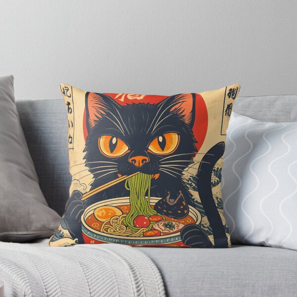 Item preview, Vintage Japanese Ramen Cat, Black Cat Eating Noodles, Ukiyo-e Inspired Retro Anime Art, Cute Japanese Food Lover Graphic designed and sold by PrintelloTH.