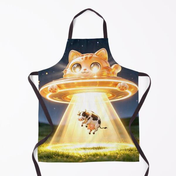 Item preview, The UFO Abductor - Emerald Cat Snatching a Cow designed and sold by ABYSSLAB.