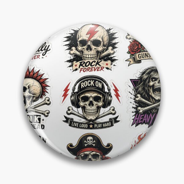 Item preview, Rock & Roll Skull Sticker Collection – Vintage Rebel Graphic Set designed and sold by Artisan Finds Online.