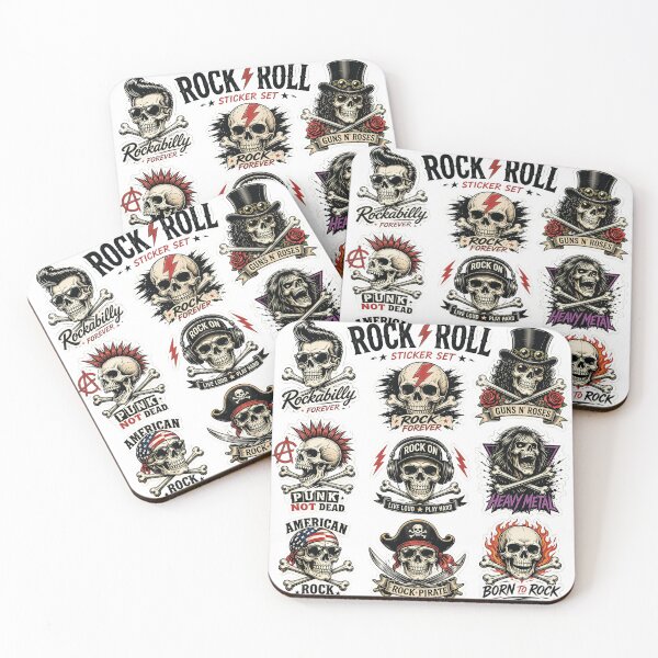 Item preview, Rock & Roll Skull Sticker Collection – Vintage Rebel Graphic Set designed and sold by Artisan Finds Online.