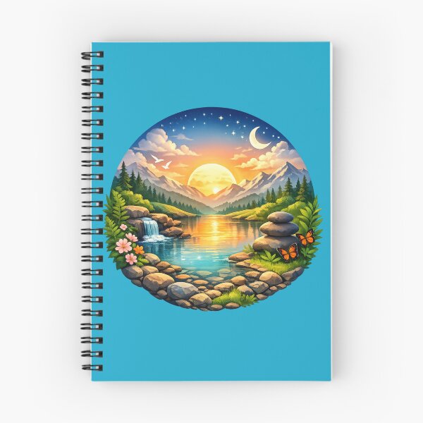 Item preview, Relaxing Mountain Lake Sunset Emblem designed and sold by Happyabstract.