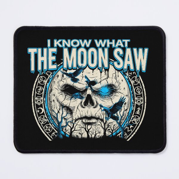 Item preview, I Know What the Moon Saw, Occult Skull Moon Vintage Horror designed and sold by CryptReel.