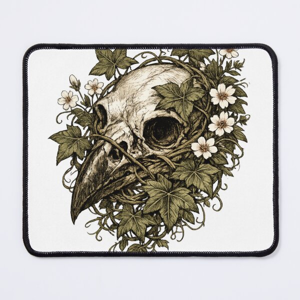 Item preview, Raven Skull Ivy Flowers Dark Botanical Gothic Bird Design designed and sold by irfanshikh.