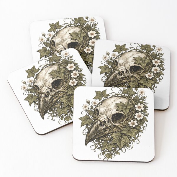 Item preview, Raven Skull Ivy Flowers Dark Botanical Gothic Bird Design designed and sold by irfanshikh.