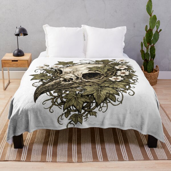 Item preview, Raven Skull Ivy Flowers Dark Botanical Gothic Bird Design designed and sold by irfanshikh.