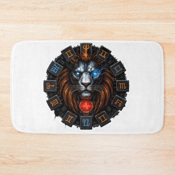 Item preview, Dark Leo Lion Zodiac Wheel Cyber Glowing Eye Art designed and sold by Zodiac Celestial Art.