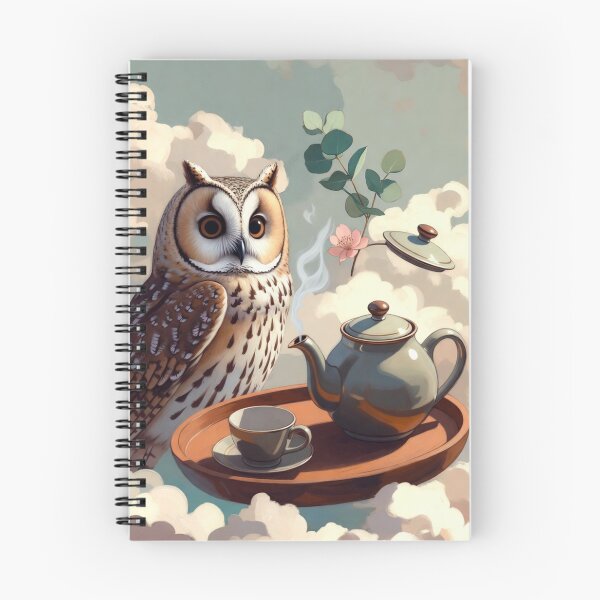 Item preview, Cozy Owl Tea Time Whimsical Illustration designed and sold by IntelliMindDesigns.