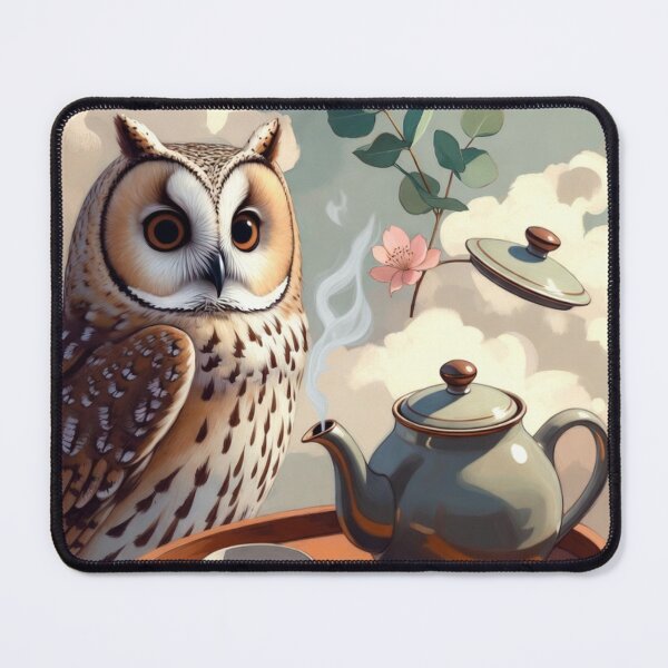 Item preview, Cozy Owl Tea Time Whimsical Illustration designed and sold by IntelliMindDesigns.
