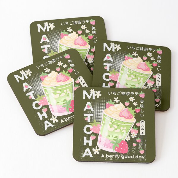 Item preview, Strawberry matcha kawaii designed and sold by InkRiot Studios.