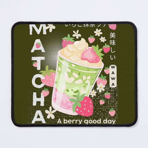 Item preview, Strawberry matcha kawaii designed and sold by InkRiot Studios.