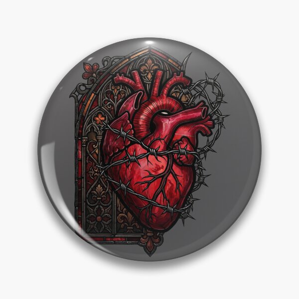 Item preview, Vivid Red Heart with Barbed Wire — Gothic Stained Glass designed and sold by David Mateo ArtWorks.