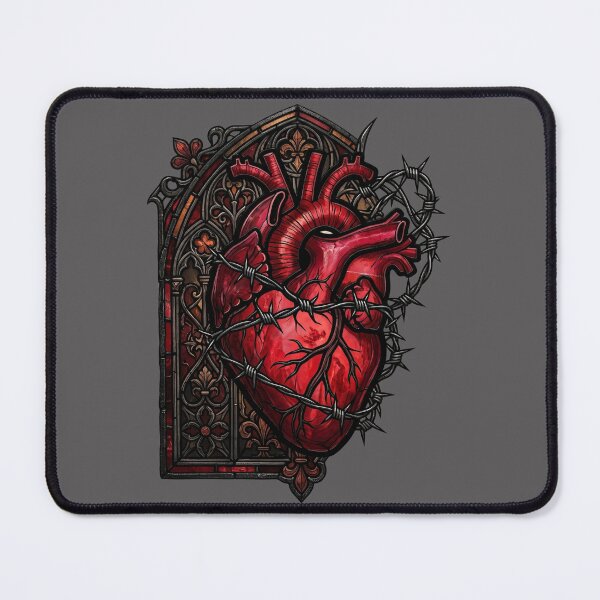 Item preview, Vivid Red Heart with Barbed Wire — Gothic Stained Glass designed and sold by David Mateo ArtWorks.