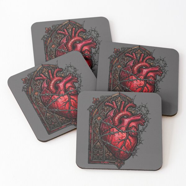 Item preview, Vivid Red Heart with Barbed Wire — Gothic Stained Glass designed and sold by David Mateo ArtWorks.