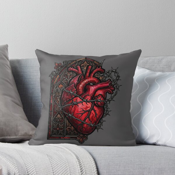 Item preview, Vivid Red Heart with Barbed Wire — Gothic Stained Glass designed and sold by David Mateo ArtWorks.