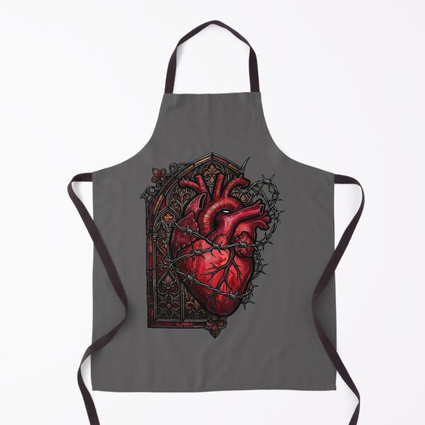 Item preview, Vivid Red Heart with Barbed Wire — Gothic Stained Glass designed and sold by David Mateo ArtWorks.