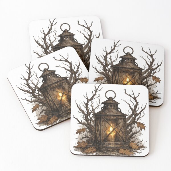 Item preview, Glowing Lantern Bare Branches Dark Gothic Autumn Design designed and sold by irfanshikh.