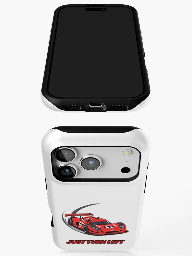 Thumbnail 3 of 4, iPhone Case, Just Turn Left - Sim Racing Humor designed and sold by GarageGraphics.