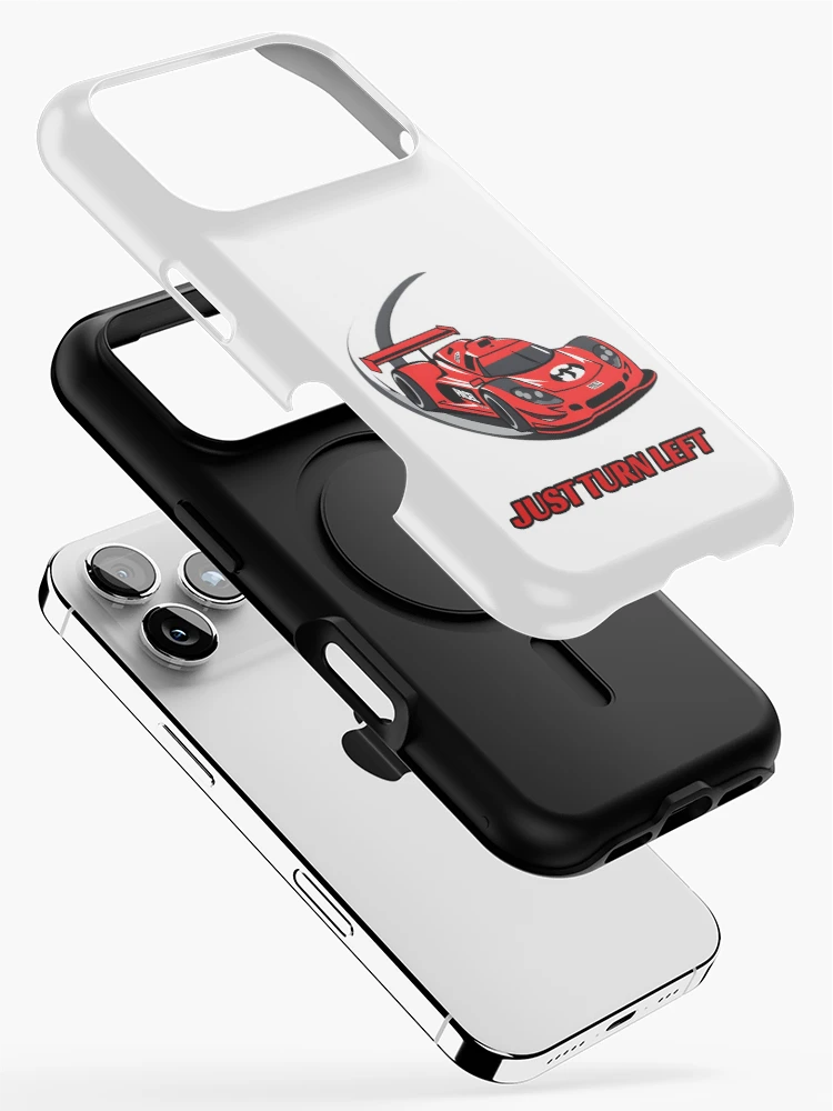 Thumbnail 2 of 4, iPhone Case, Just Turn Left - Sim Racing Humor designed and sold by GarageGraphics.