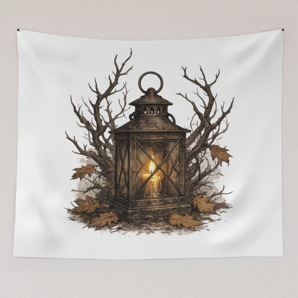 Item preview, Glowing Lantern Bare Branches Dark Gothic Autumn Design designed and sold by irfanshikh.