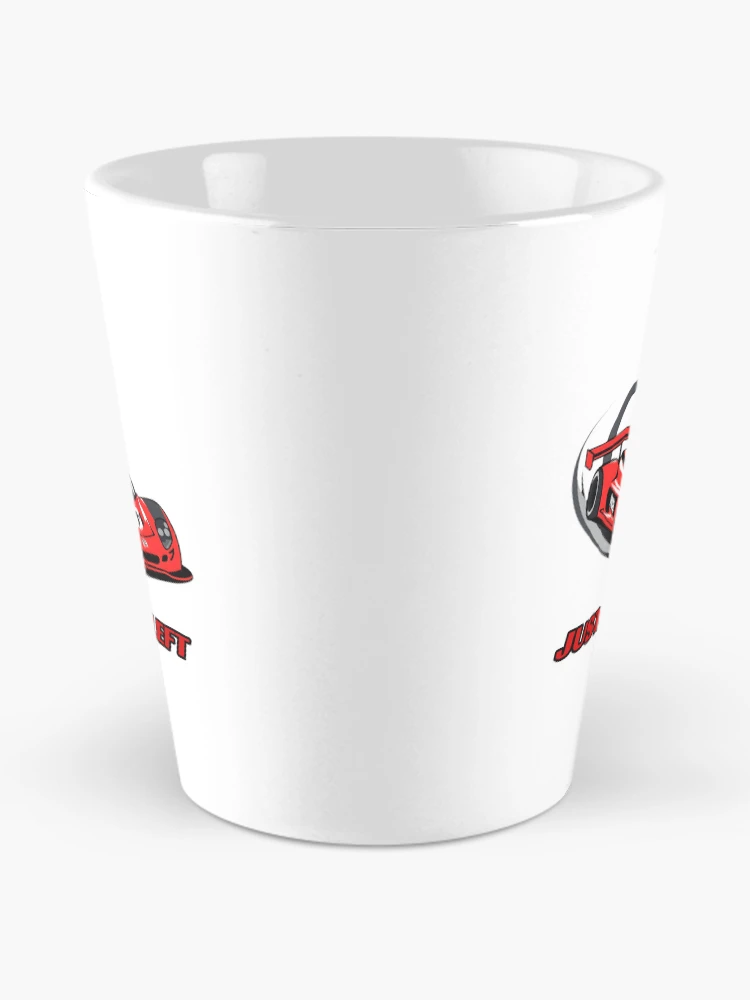 Thumbnail 2 of 4, Coffee Mug, Just Turn Left - Sim Racing Humor designed and sold by GarageGraphics.