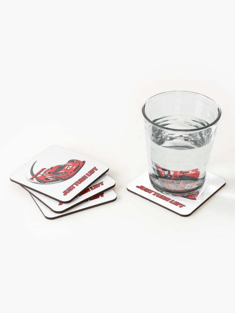 Thumbnail 2 of 5, Coasters (Set of 4), Just Turn Left - Sim Racing Humor designed and sold by GarageGraphics.