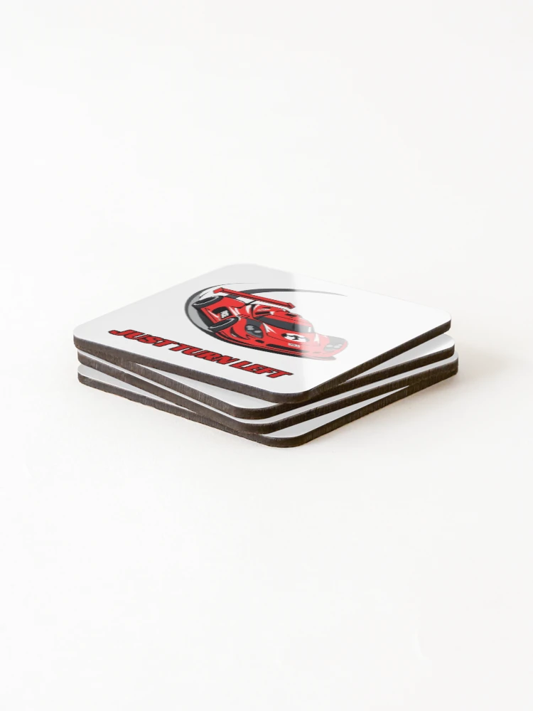 Thumbnail 4 of 5, Coasters (Set of 4), Just Turn Left - Sim Racing Humor designed and sold by GarageGraphics.