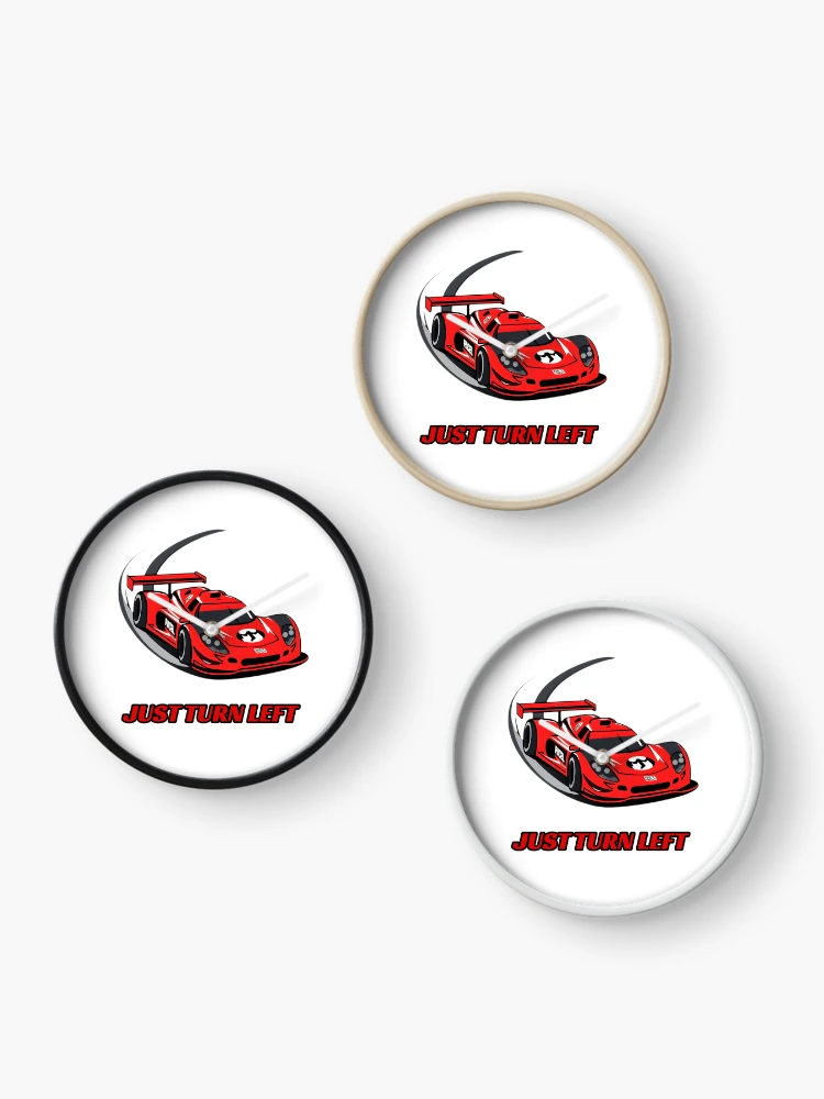 Thumbnail 3 of 4, Clock, Just Turn Left - Sim Racing Humor designed and sold by GarageGraphics.