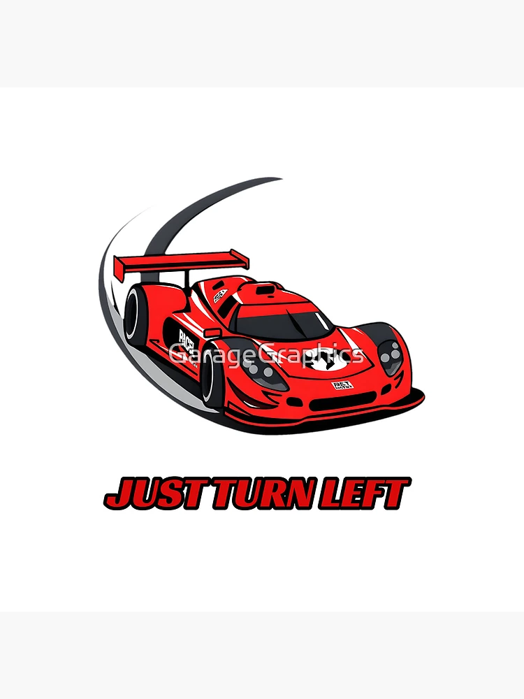 Thumbnail 4 of 4, Clock, Just Turn Left - Sim Racing Humor designed and sold by GarageGraphics.