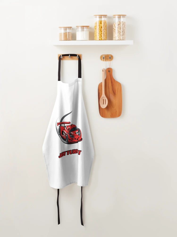 Thumbnail 4 of 6, Apron, Just Turn Left - Sim Racing Humor designed and sold by GarageGraphics.