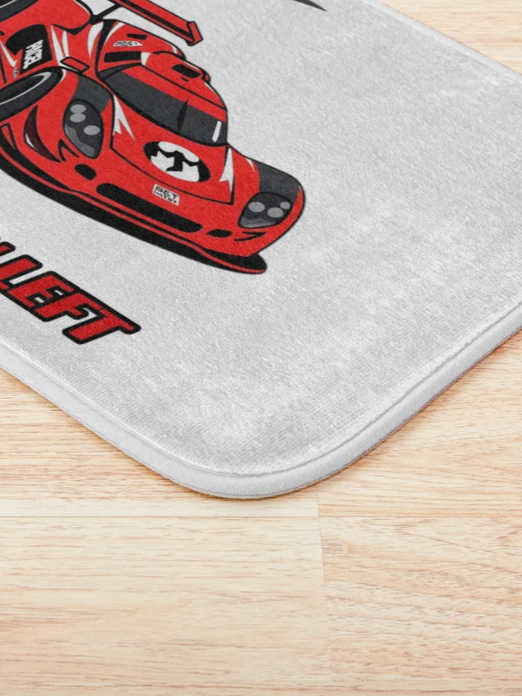 Thumbnail 3 of 6, Bath Mat, Just Turn Left - Sim Racing Humor designed and sold by GarageGraphics.